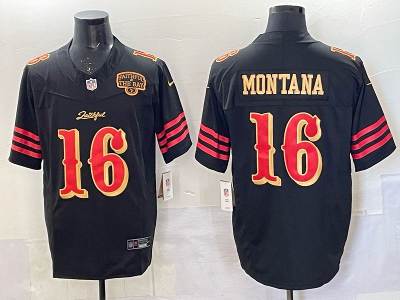 Men 2025 San Francisco 49ers #16  Montana black 5th generation Nike Limited NFL Jersey style  003->pittsburgh steelers->NFL Jersey